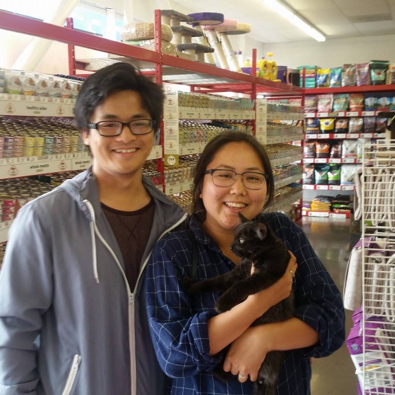 Smokey with his new family at Petfood Express Smokey with his new family at Petfood Express